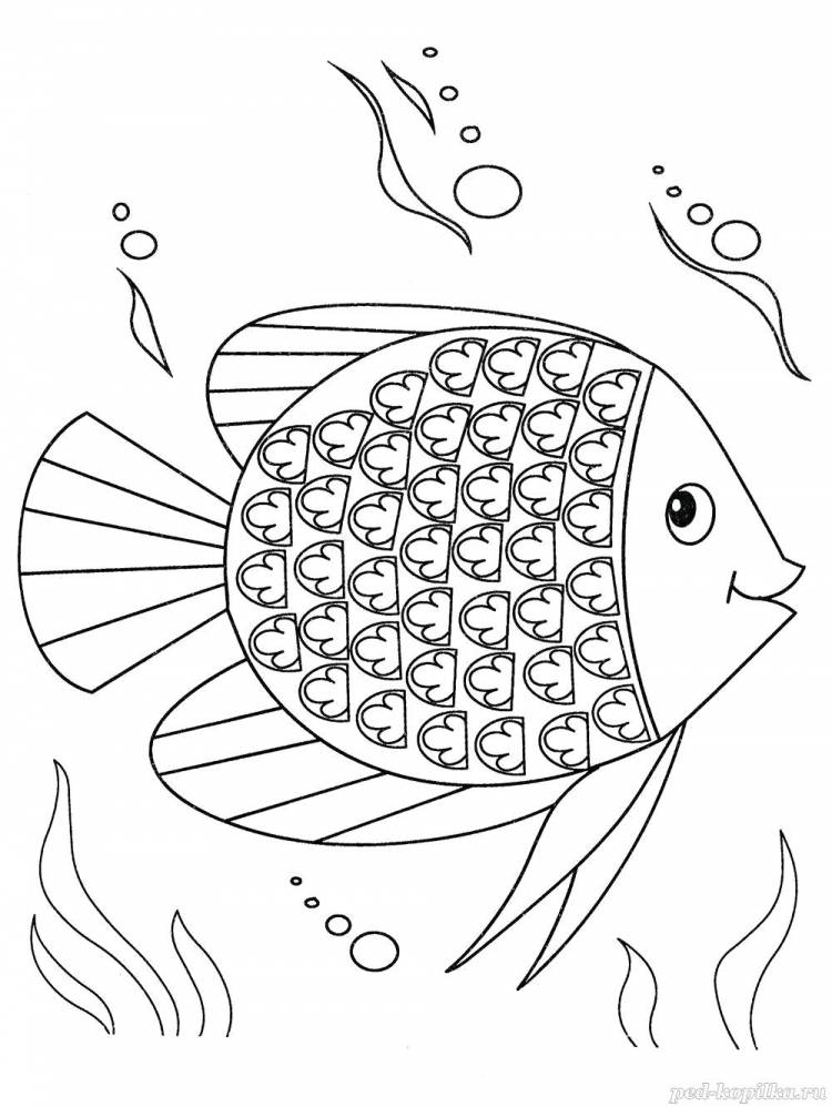Раскраски детей, Раскраска для детей Рыба рыба