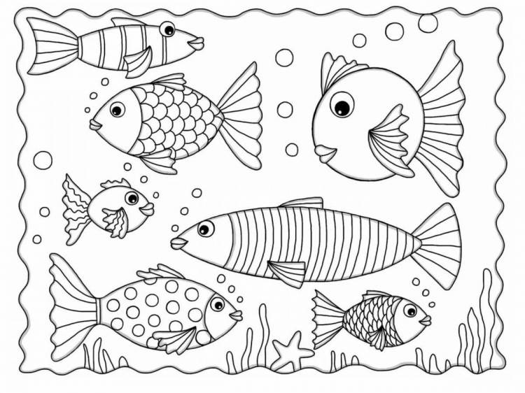 Раскраски Для детей рыбы
