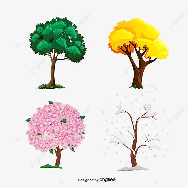 деревья сезоны вектор PNG , весна, падение, зима PNG картинки и пнг PSD рисунок для бесплатной загрузки