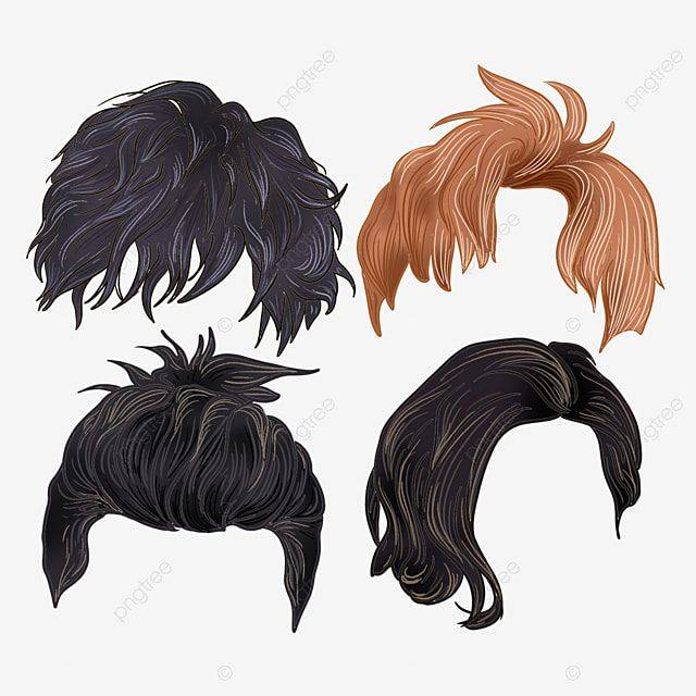 Hairstyle Men White Transparent, Hand Drawn Hairstyle Men, Curly Hair, Hand Painted, Black PNG Image For Free Download
