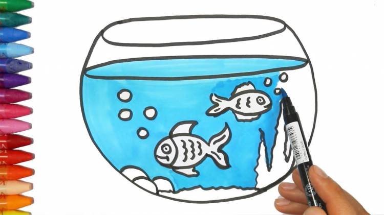 Как рисовать рыбу в аквариуме