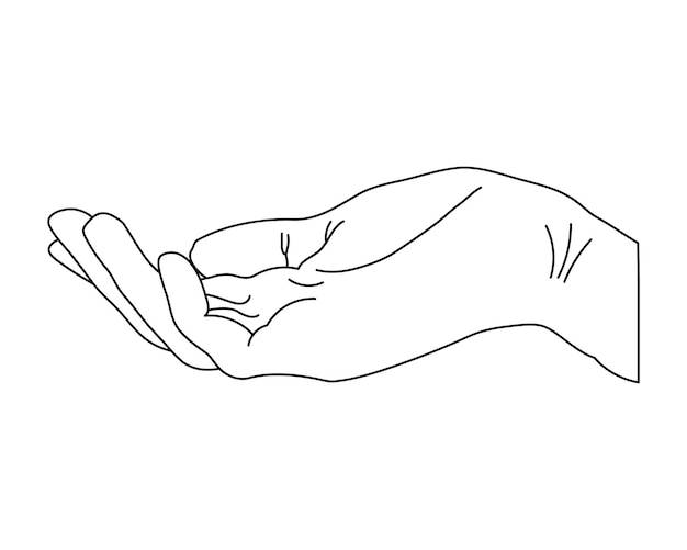 Ручной рисунок руки, человеческая ладонь