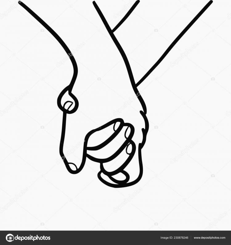 Векторная Ручная Иллюстрация Влюбленных Держащихся Руки Рука Руку Рисунок Изолирован Векторное изображение ©luma_art