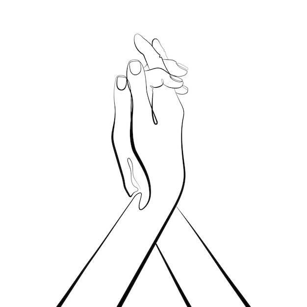 Две руки одна линия векторной иллюстрации руки влюбленных в минималистском абстрактном стиле