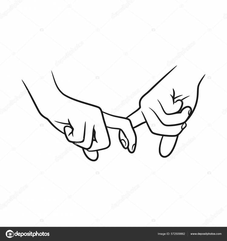 Руки Пара Линии Художественной Иллюстрации Руки Держатся Вместе Векторное изображение ©hendripiss