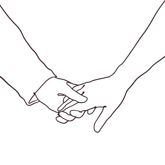 Пара, нарисованная одной линией, держащаяся за руки иллюстрации