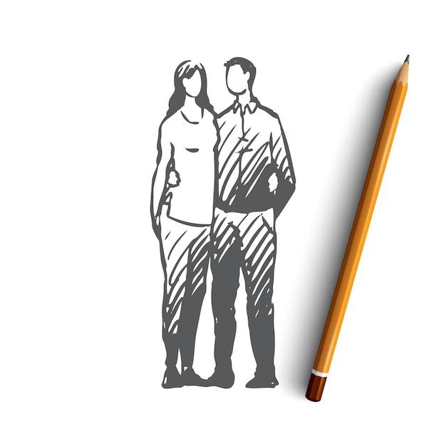 Нарисованная рукой иллюстрация пары