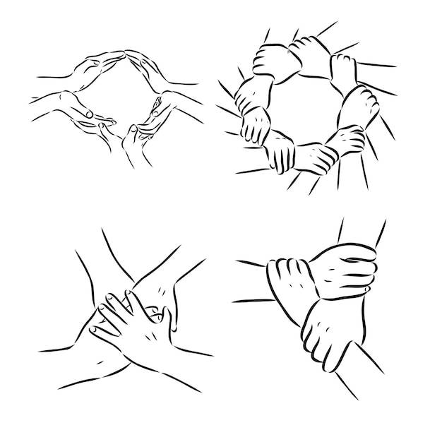 Нарисованная вручную непрерывная линия пары, держащейся за руки, векторной иллюстрации плаката