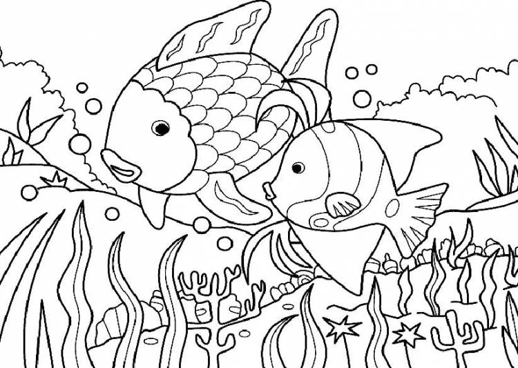 Раскраски рыб, Раскраска Рыбы для детей Морские животные