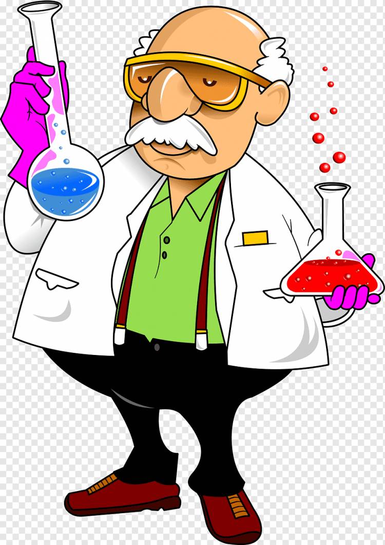 ученый, проведение химических веществ иллюстрации, лаборатория химии мультфильм науки, эксперимент, лю…