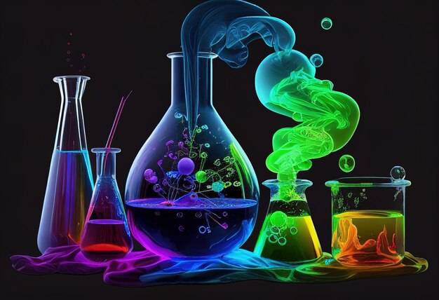Искусство химии лабораторной химической иллюстрации ai генеративное