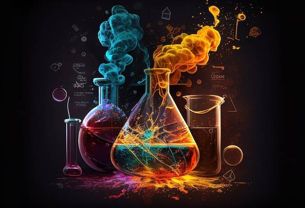 Искусство химии лабораторной химической иллюстрации ai генеративное