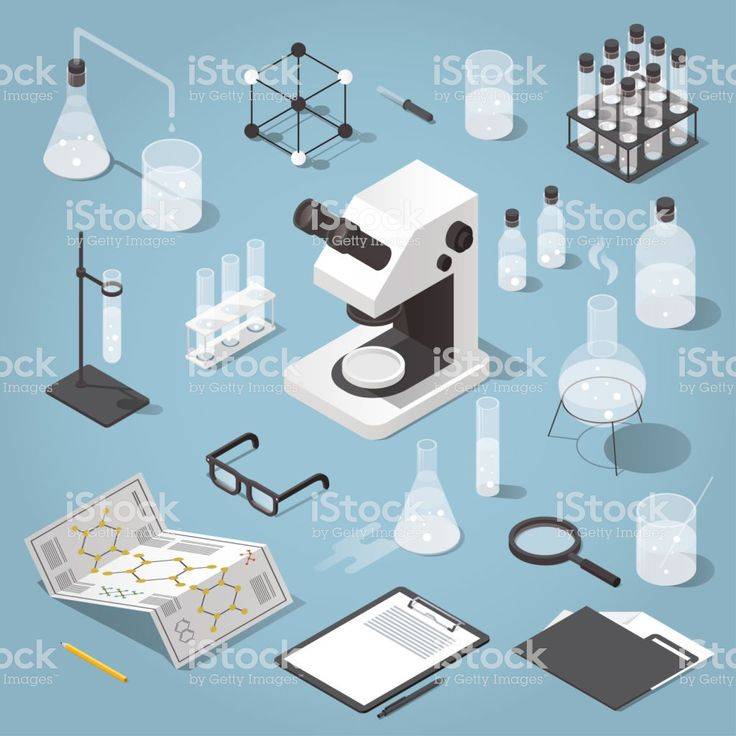 Detailed isometric illustration of chemical laboratory equipment