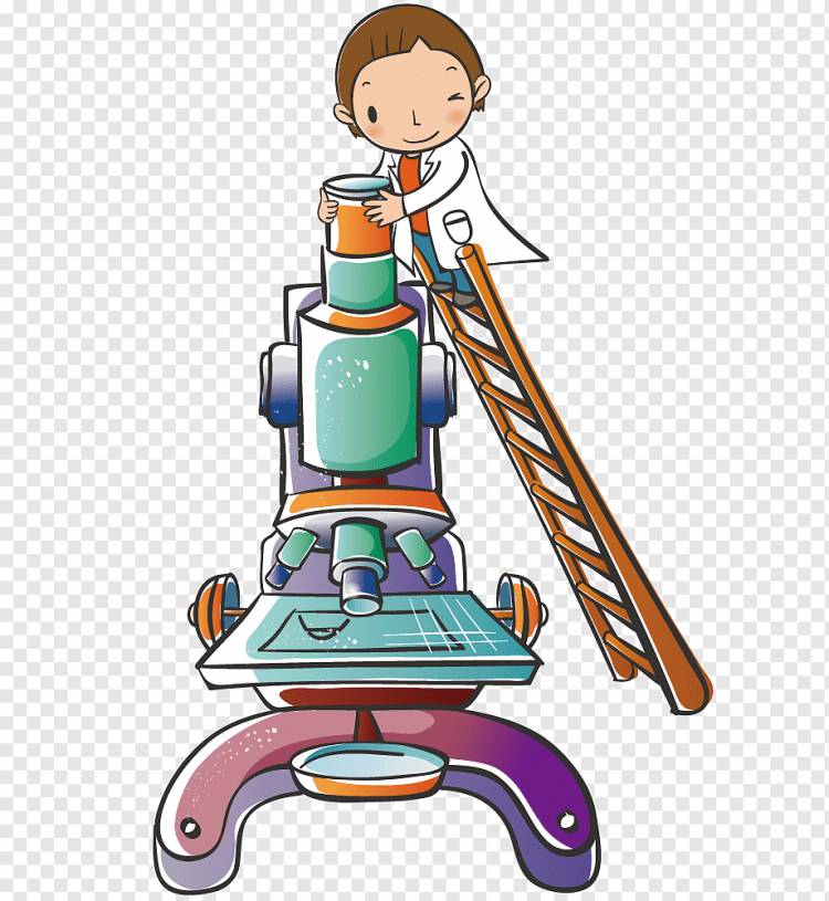 ученый, держа микроскоп иллюстрации, мультфильм, мальчик исследования, стоя на лестнице, люди, мальчик, химия png
