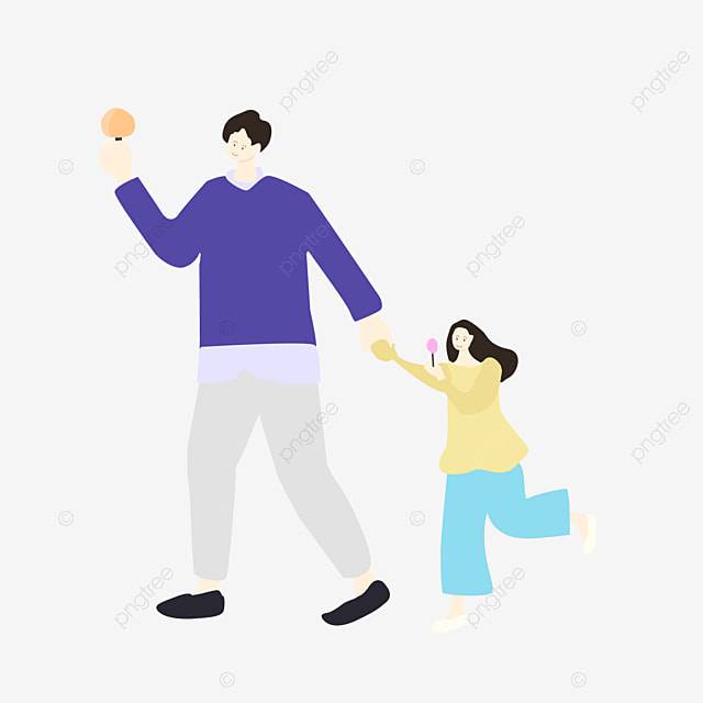 Изображение папы держась за руки и дочери едящей мороженое PNG , отец, День отца, Я люблю отца PNG рисунок для бесплатной загрузки