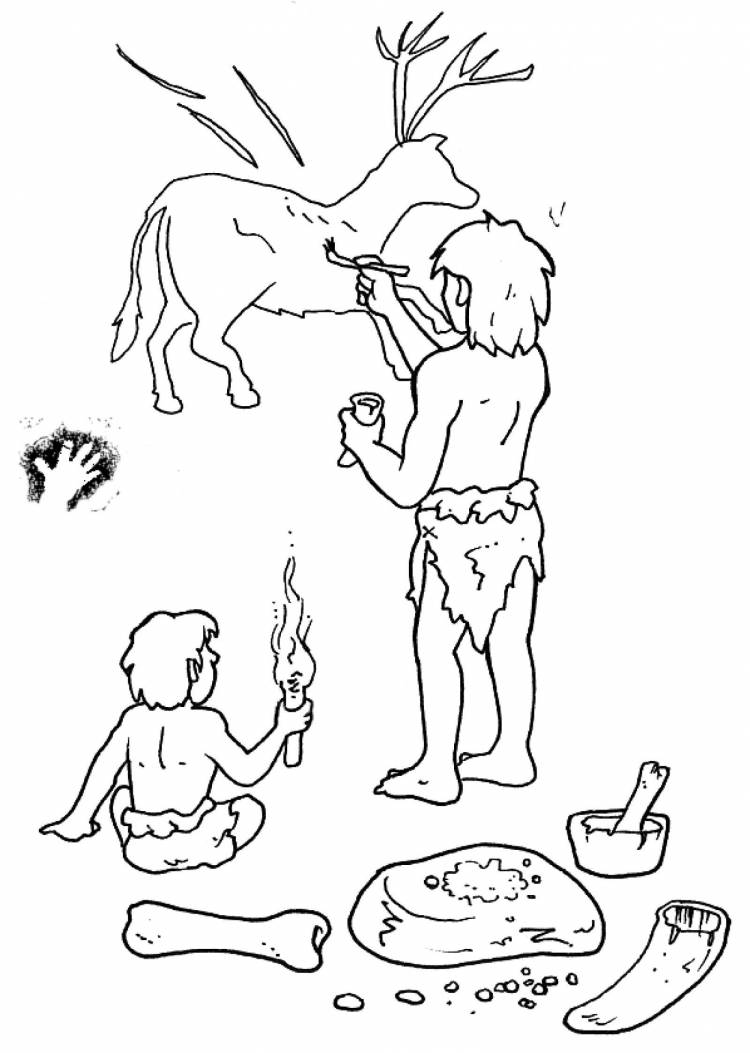 Древний человек раскраска для детей