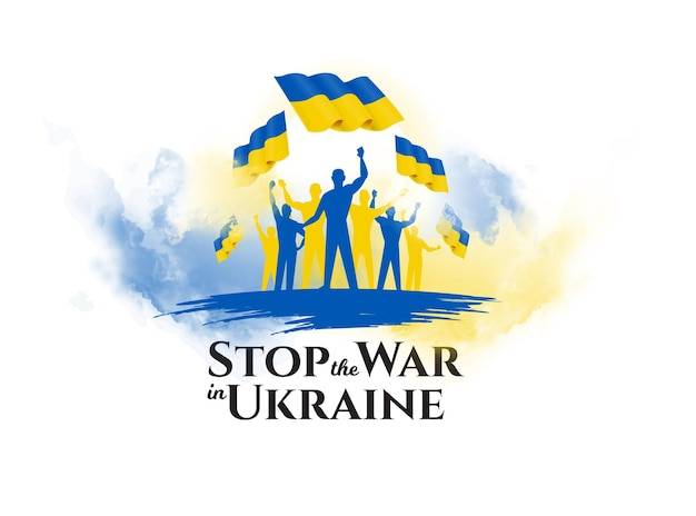 Фон векторной иллюстрации флага украины остановить войны в украине россия остановить войну в украине