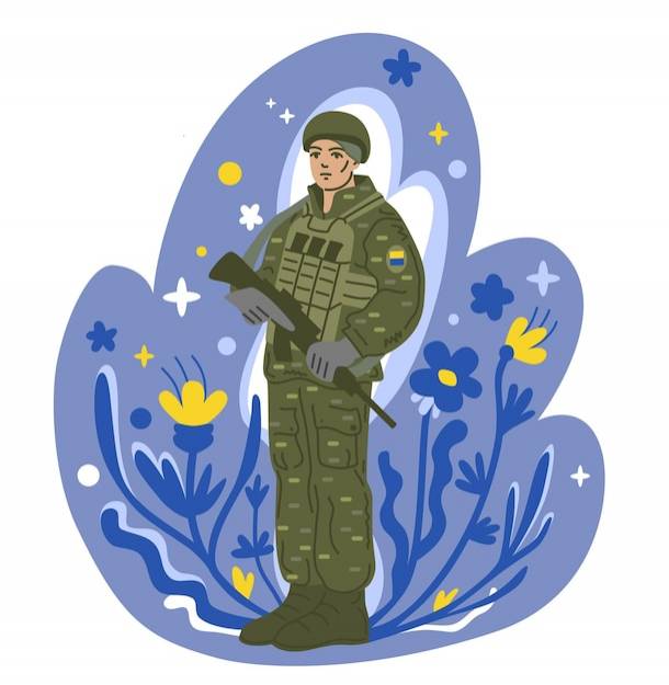 Векторная иллюстрация украинского солдата