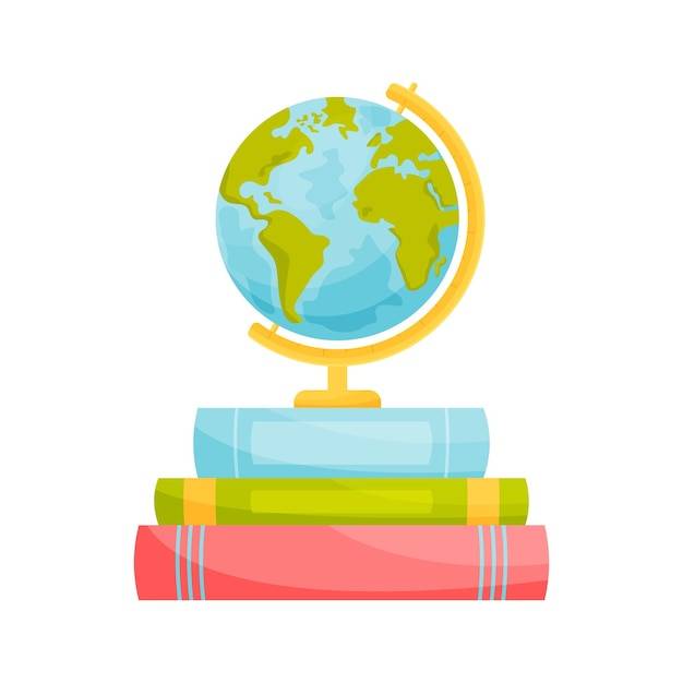 Глобус на стопке книг концепция образования векторная иллюстрация