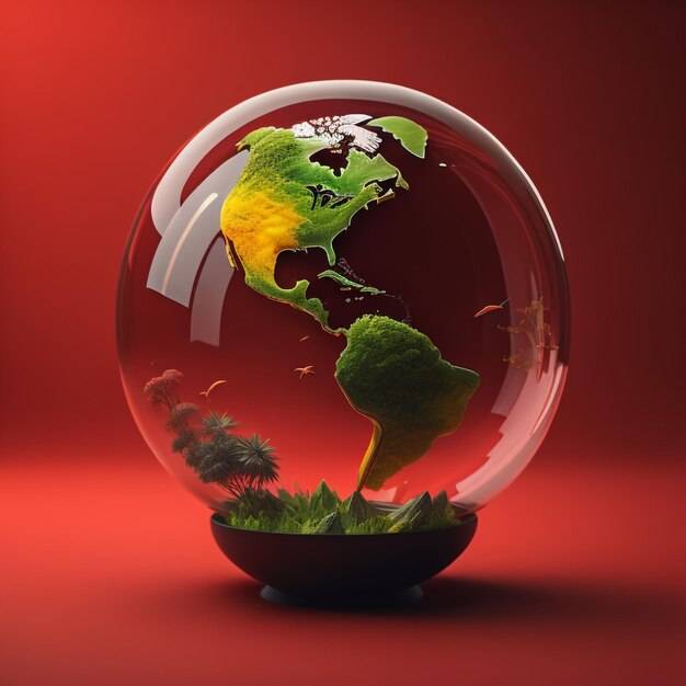 Стеклянный глобус с картой мира на нем