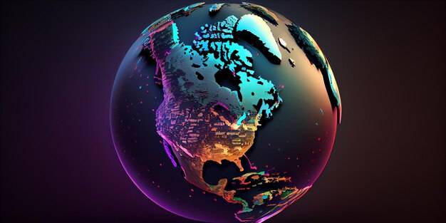 Абстрактный глобус с акцентом на иллюстрацию северной америки
