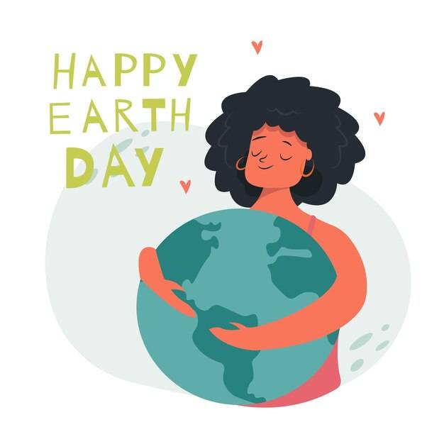 Плоская иллюстрация к празднованию дня земли девушка держит в руках глобус глобус