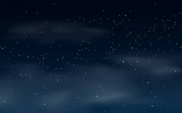 Иллюстрация облачного звездного ночного неба
