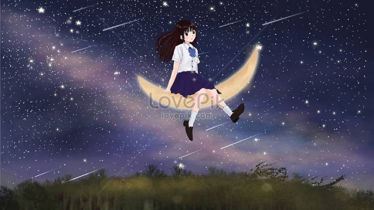 Японский стиль иллюстрации звездное небо изображение_Фото номер
