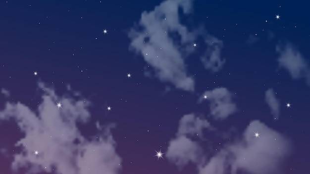 Ночное небо с облаками и множеством звезд