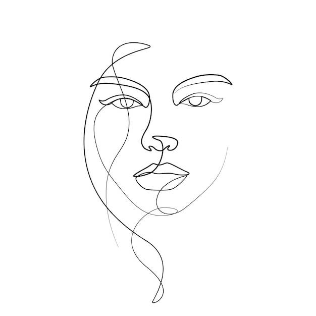 Женское лицо продолжает иллюстрацию рисования линий