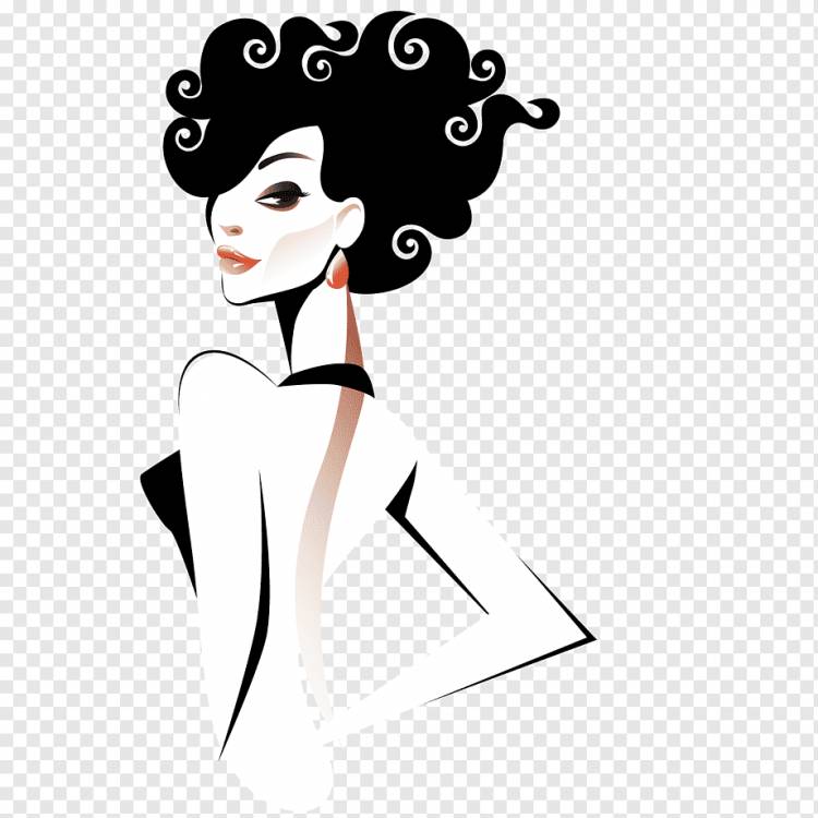 Fashion Girl Model, Кудрявая женщина иллюстрация, деловая женщина, лицо, черные волосы png