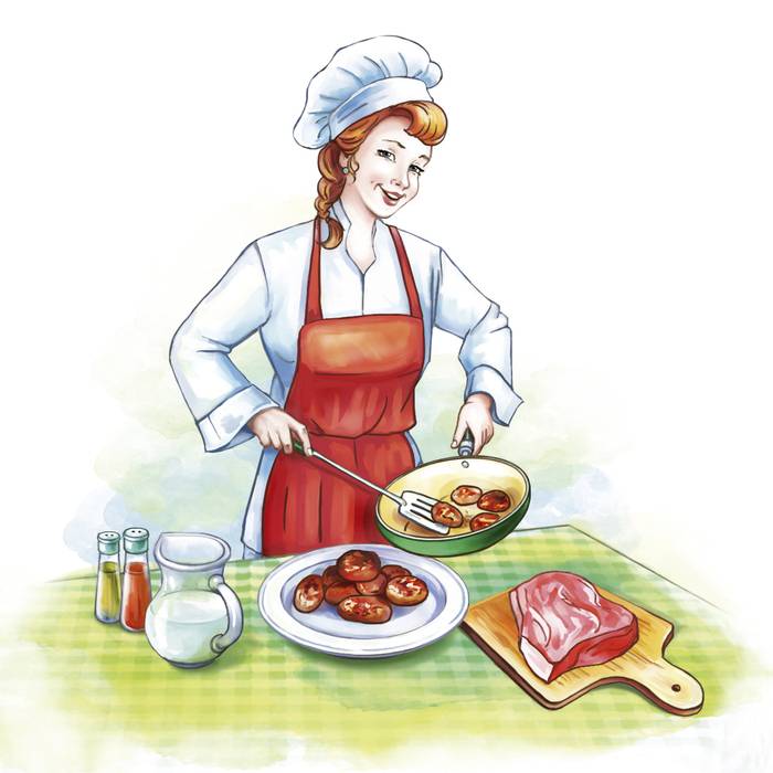 Иллюстрация повар за работой в стиле детский