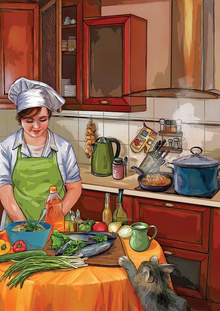 Иллюстрация профессия повар в стиле журнальный