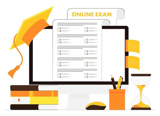 Векторная иллюстрация формы анкеты онлайн-экзамена онлайн-тестирования