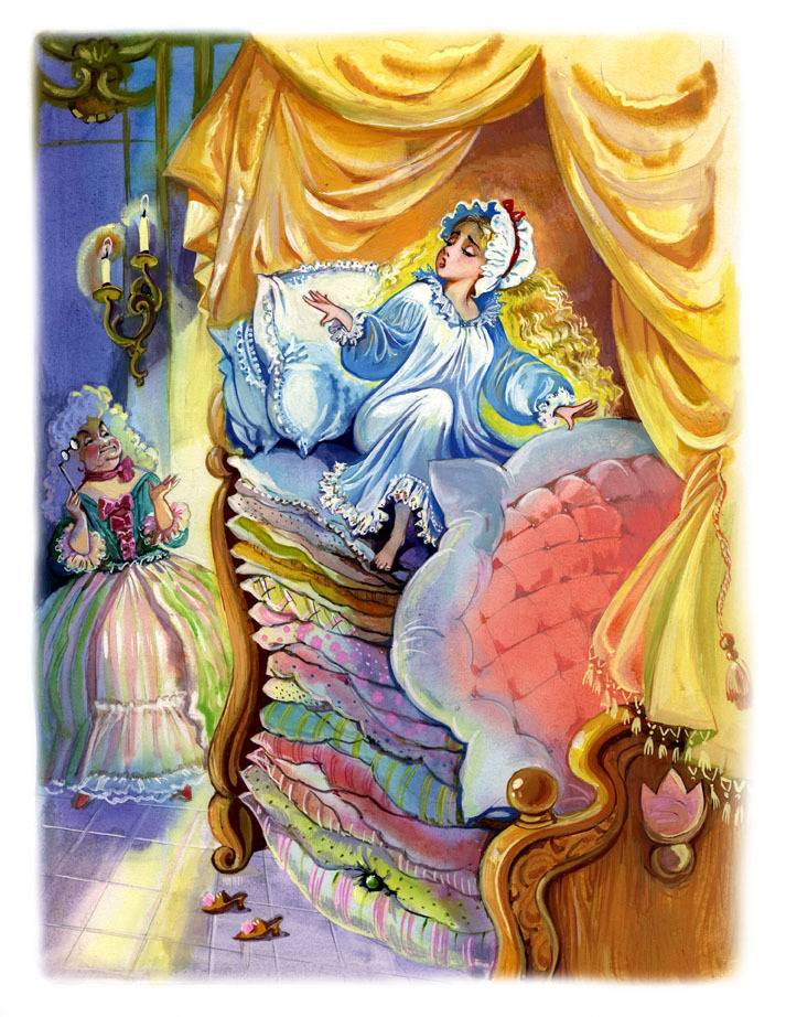 Иллюстрация amp;Принцесса на горошинеamp; в стиле книжная
