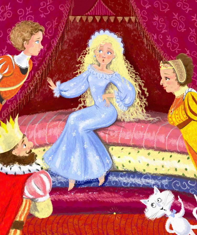 Иллюстрация Принцесса на горошине в стиле детский