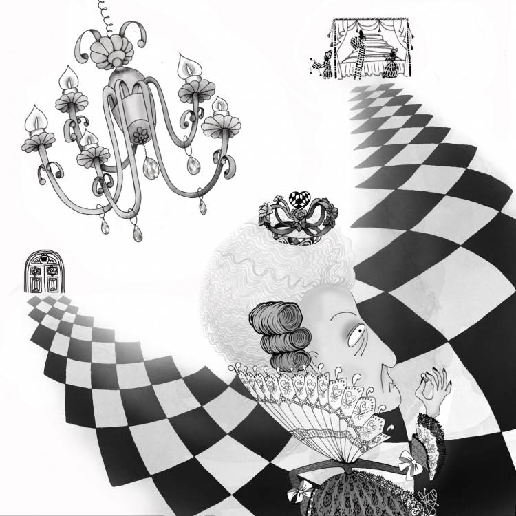 Иллюстрация Сказка Принцесса на горошине в стиле графика, книжная