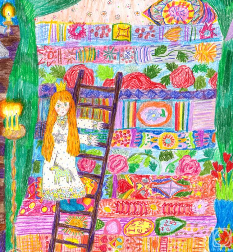 Принцесса на горошине» картина Оболенского Александра (бумага, карандаш)