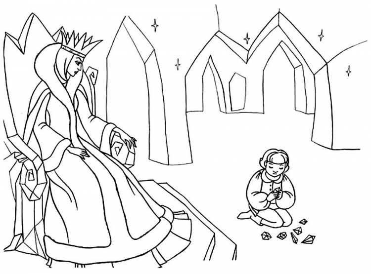 Картинки для раскрашивания к сказке снежная королева 