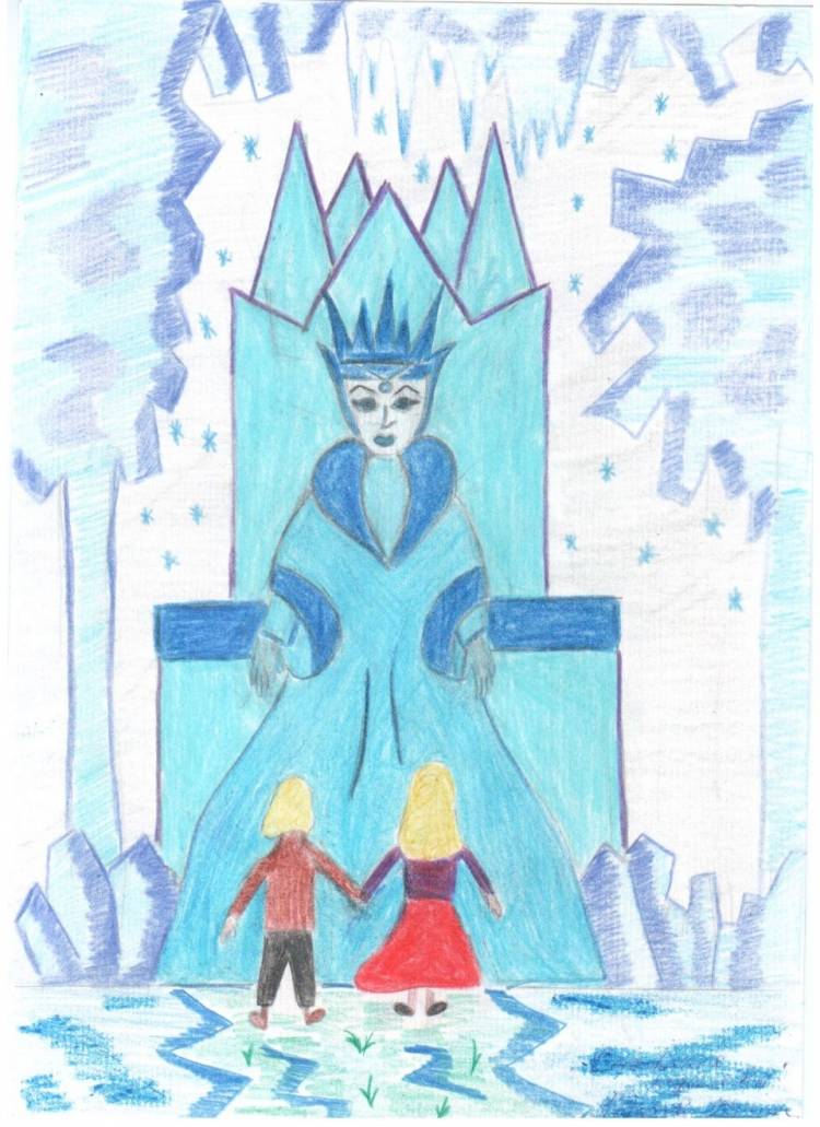 Детский рисунок снежная королева