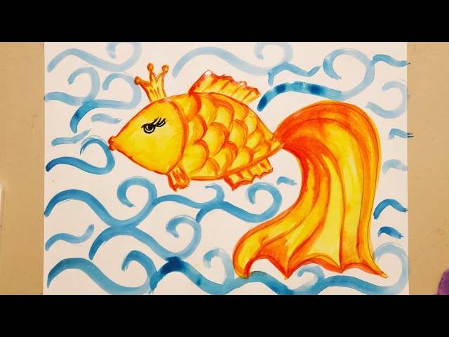 Рисунок ЗОЛОТАЯ РЫБКА Как нарисовать золотую рыбку? Урок рисования