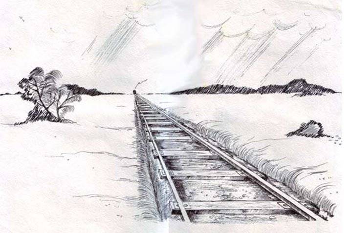 Иллюстрация к стихотворению железная дорога карандашом некрасов 