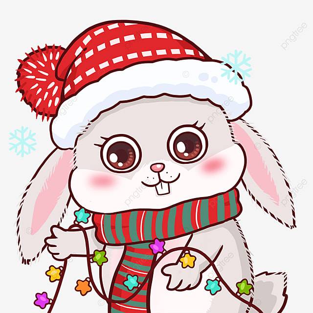 Новогоднее животное с кроликом в шапке PNG , кролик клипарт, рождественские животные, шляпа PNG картинки и пнг PSD рисунок для бесплатной загрузки