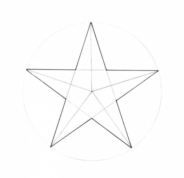 Как нарисовать звезду карандашом с помощью линейки и циркуля