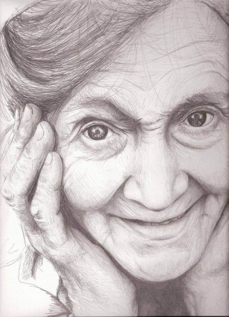 Портрет бабушки карандашом. Портрет пожилого человека. Портрет пожилого человека карандашом. Портрет пожилой женщины. Бабушку поэтапно