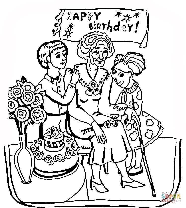 Раскраска День рождения любимой бабушки