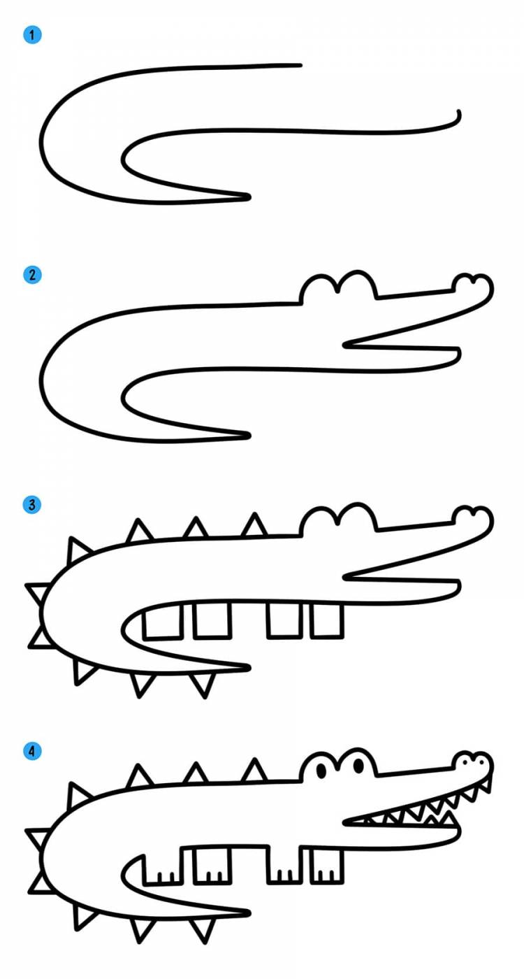 Как нарисовать (рисовать) крокодила » Рисуем легко и поэтапно