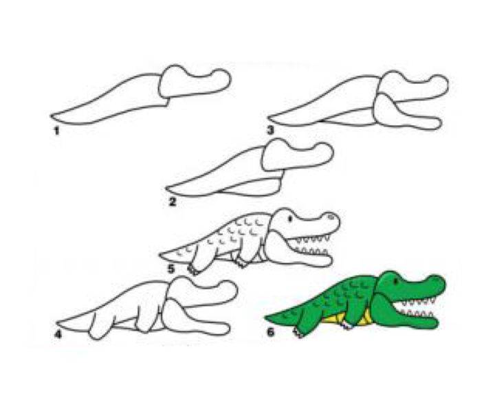 Рисуем красивого Крокодила поэтапно для детей