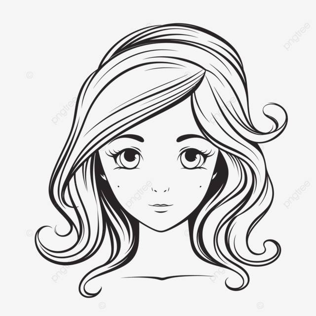 девушка с волнистыми волосами мультфильм силуэт наброски эскиз рисунок вектор PNG , женщина рисунок волос, контур волос женщины, Эскиз волос женщины PNG картинки и пнг рисунок для бесплатной загрузки