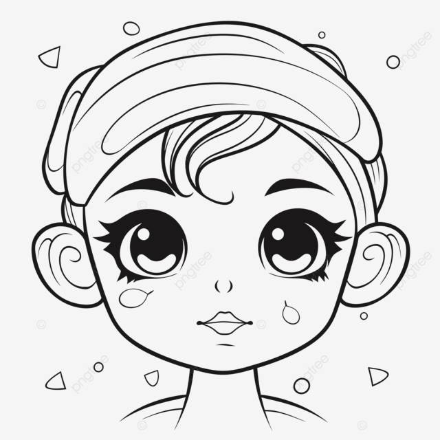 мультфильм девушка лицо изолированные страницы раскраски для взрослых наброски эскиз рисунок вектор PNG , рисунок уход за кожей, схема ухода за кожей, эскиз ухода за кожей PNG картинки и пнг рисунок для